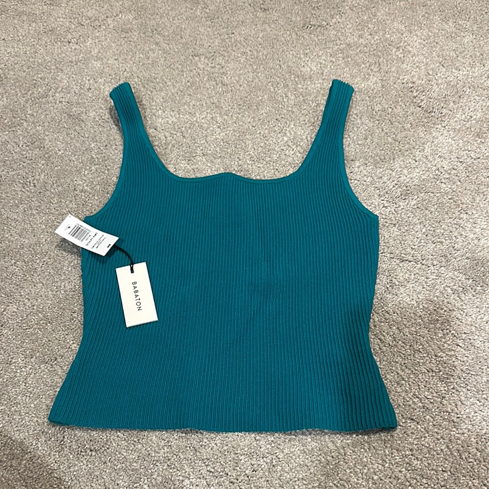 Aritzia Madison Blue Fitted Ribbed Tank Top
